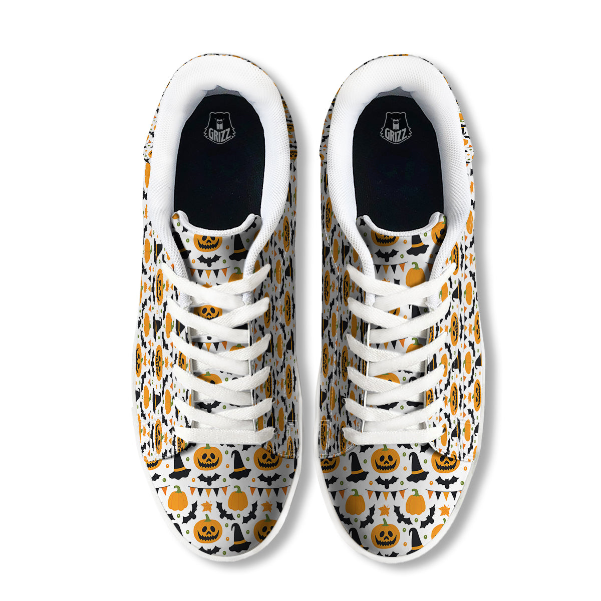 Witch Hat Halloween Print Pattern White Low Top Sneakers-grizzshop