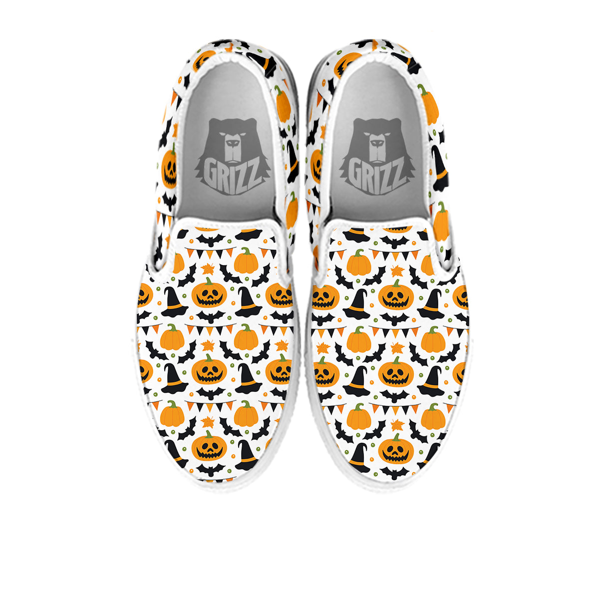 Witch Hat Halloween Print Pattern White Slip On Shoes-grizzshop