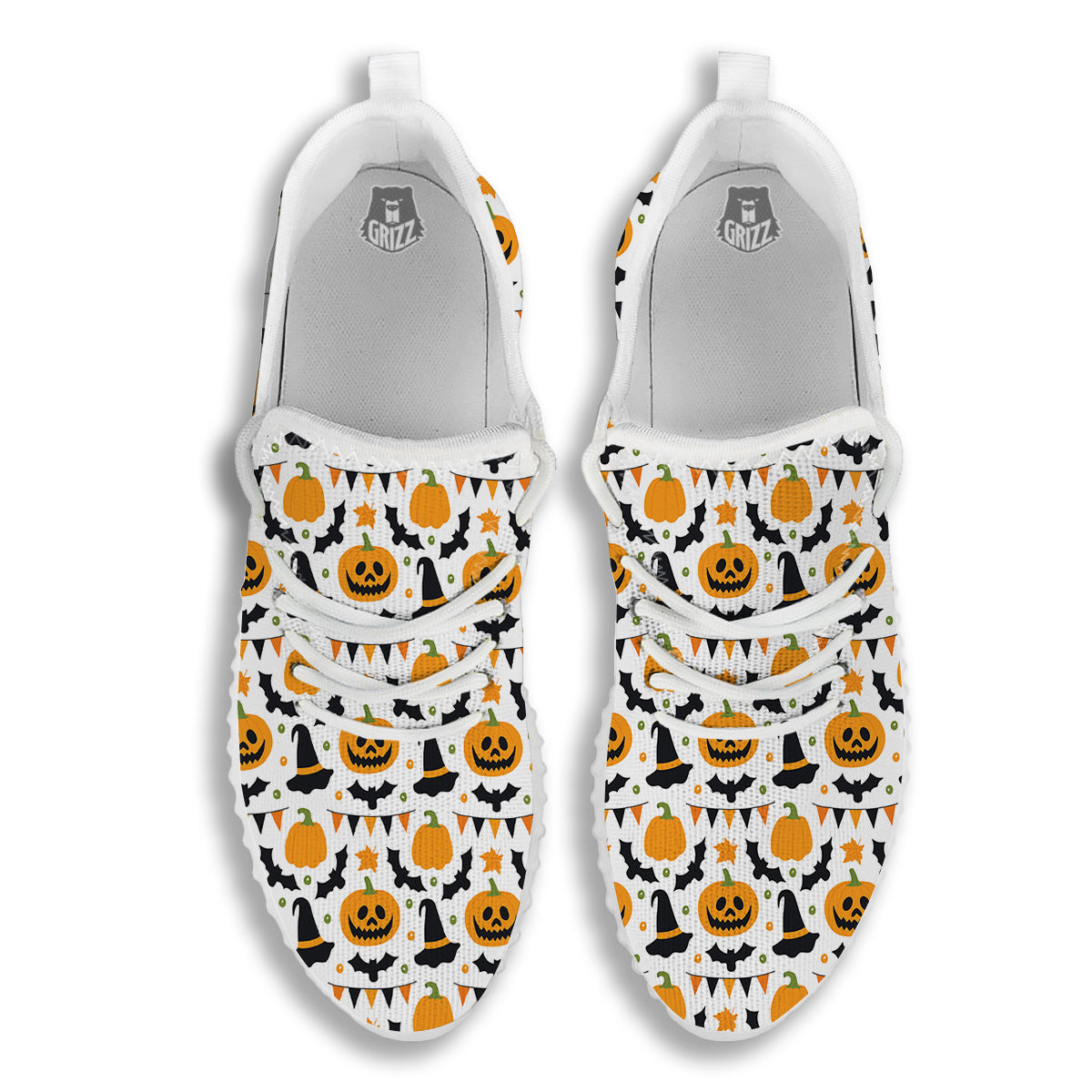 Witch Hat Halloween Print Pattern White Walking Shoes-grizzshop