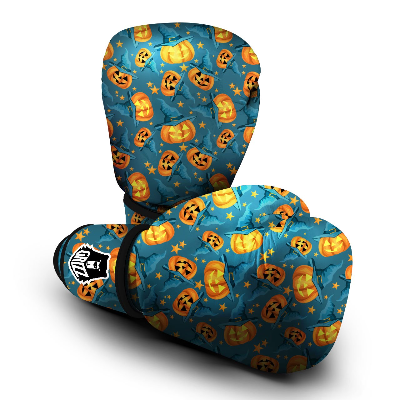 Witch Hat Pumpkin Print Pattern Boxing Gloves-grizzshop