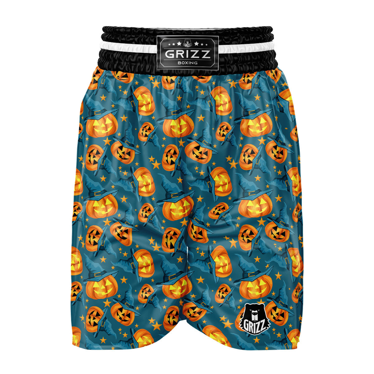 Witch Hat Pumpkin Print Pattern Boxing Shorts-grizzshop