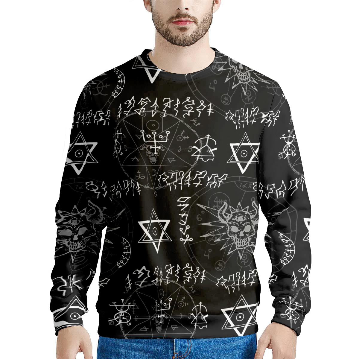 Witch Sign Print Men's Sweatshirt-grizzshop