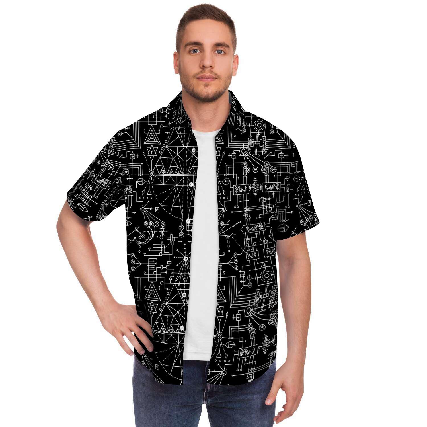 Witch Symbol Gothic Men's Short Sleeve Shirt-grizzshop