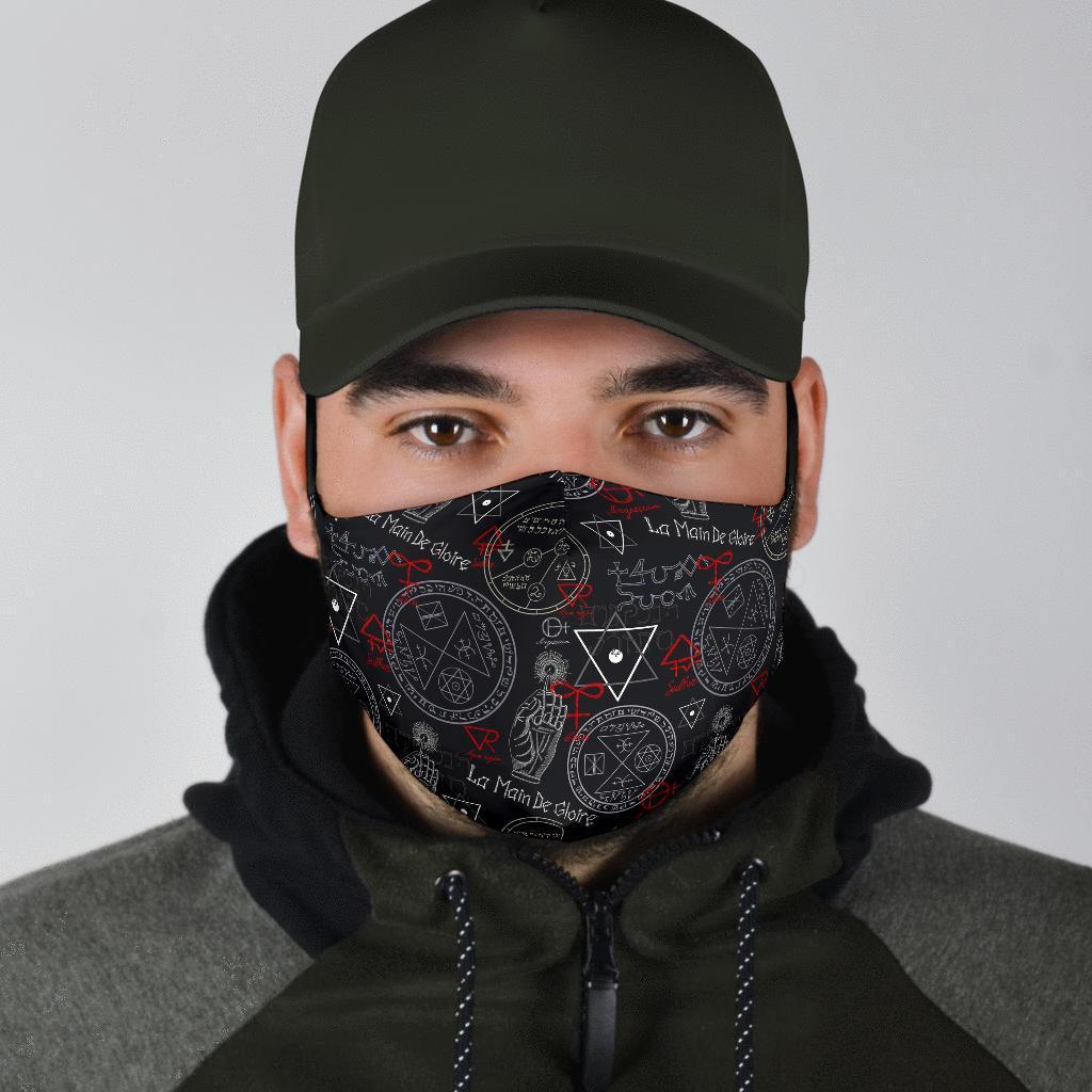 Witch Wiccan Pagan Pattern Print Face Mask-grizzshop