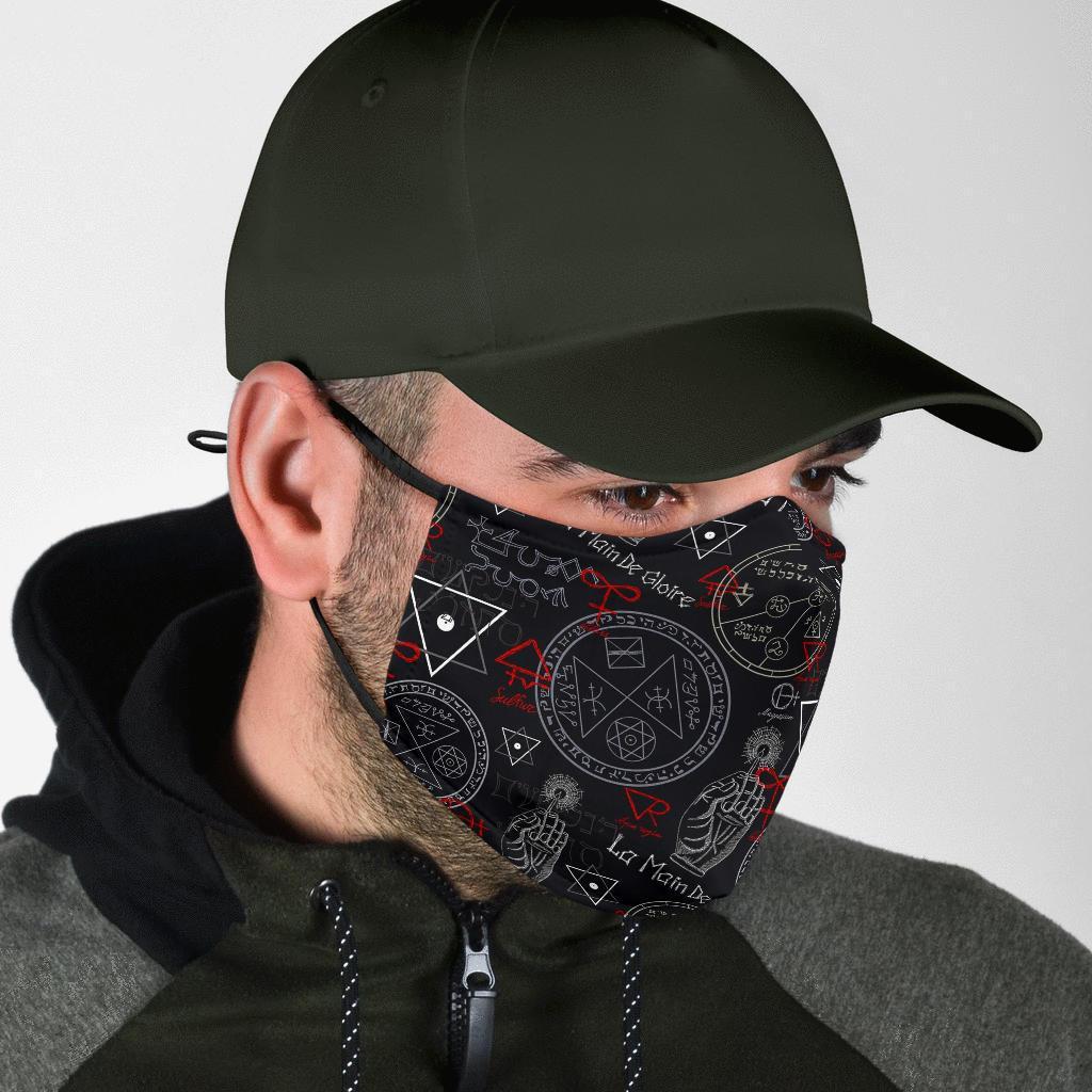 Witch Wiccan Pagan Pattern Print Face Mask-grizzshop