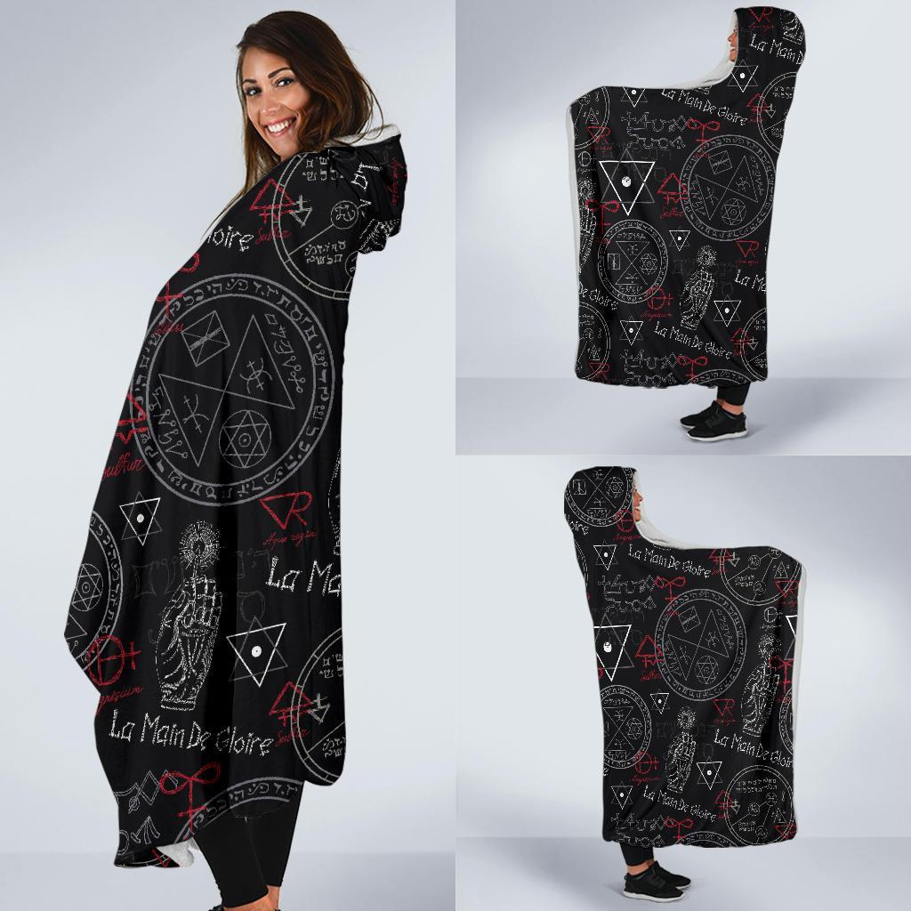 Witch Wiccan Pagan Pattern Print Hooded Blanket-grizzshop