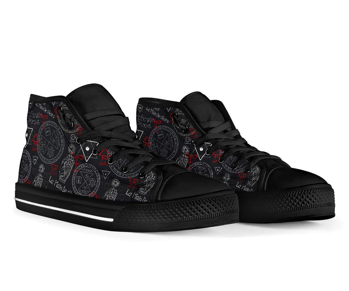 Witch Wiccan Pagan Pattern Print Men Women's High Top Shoes-grizzshop