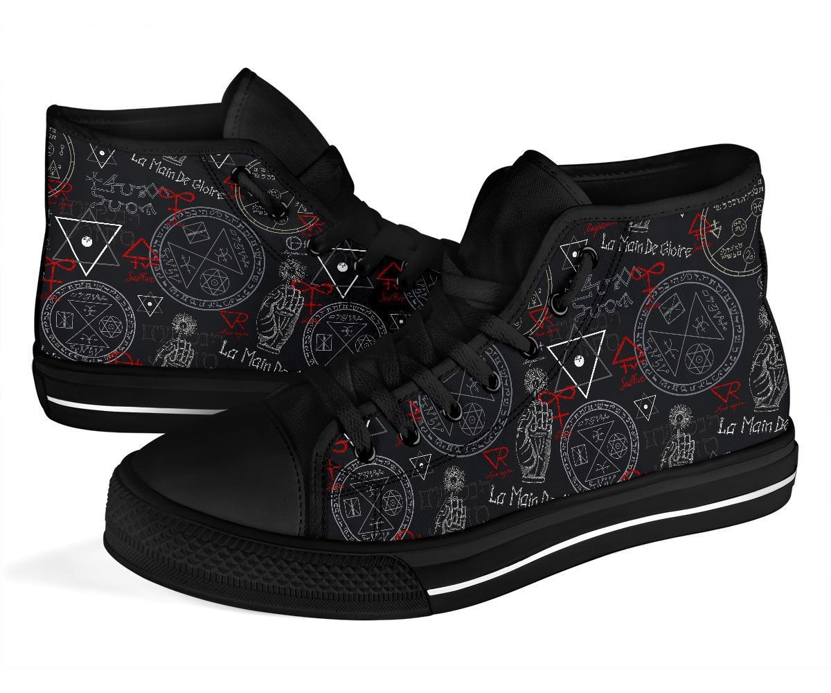 Witch Wiccan Pagan Pattern Print Men Women's High Top Shoes-grizzshop
