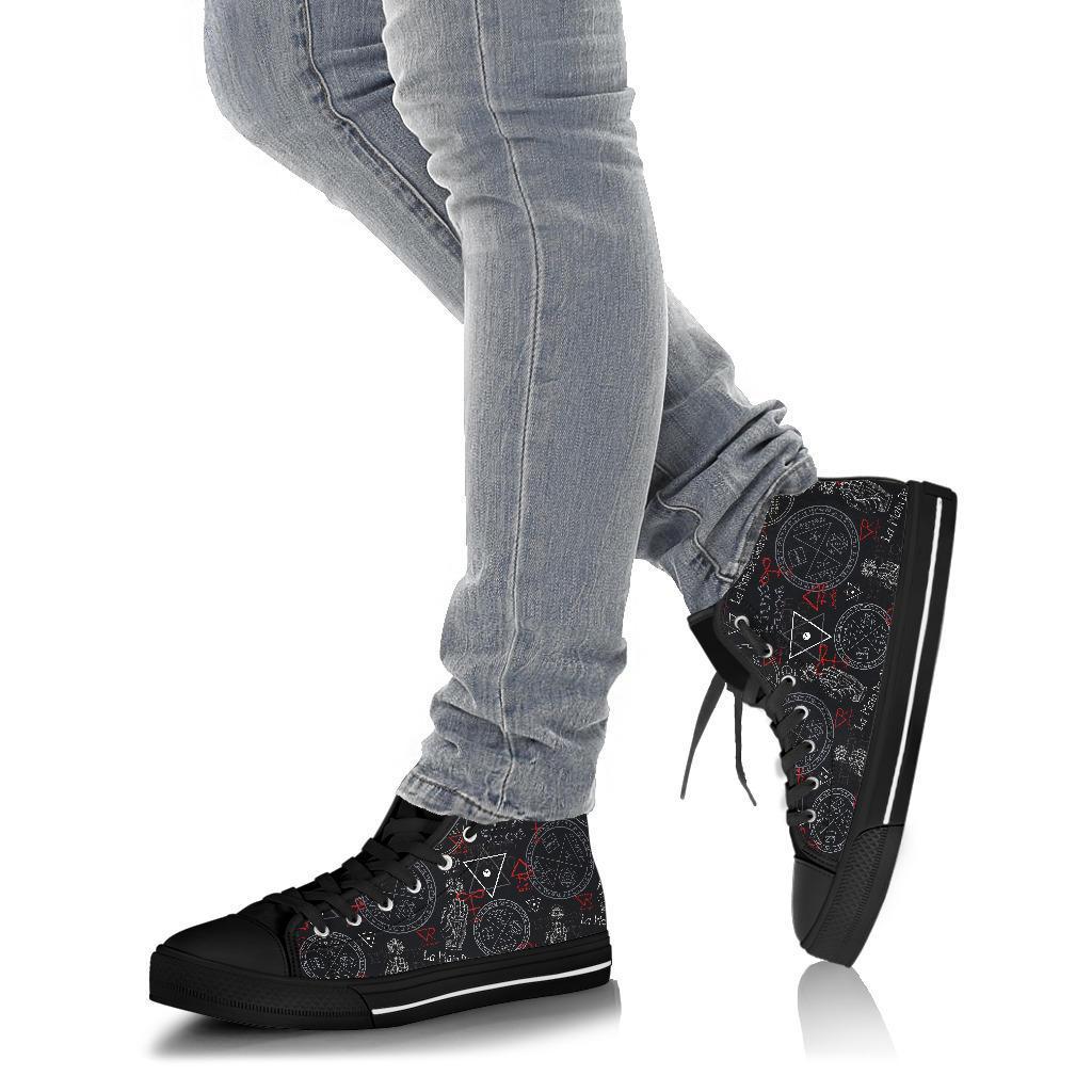 Witch Wiccan Pagan Pattern Print Men Women's High Top Shoes-grizzshop