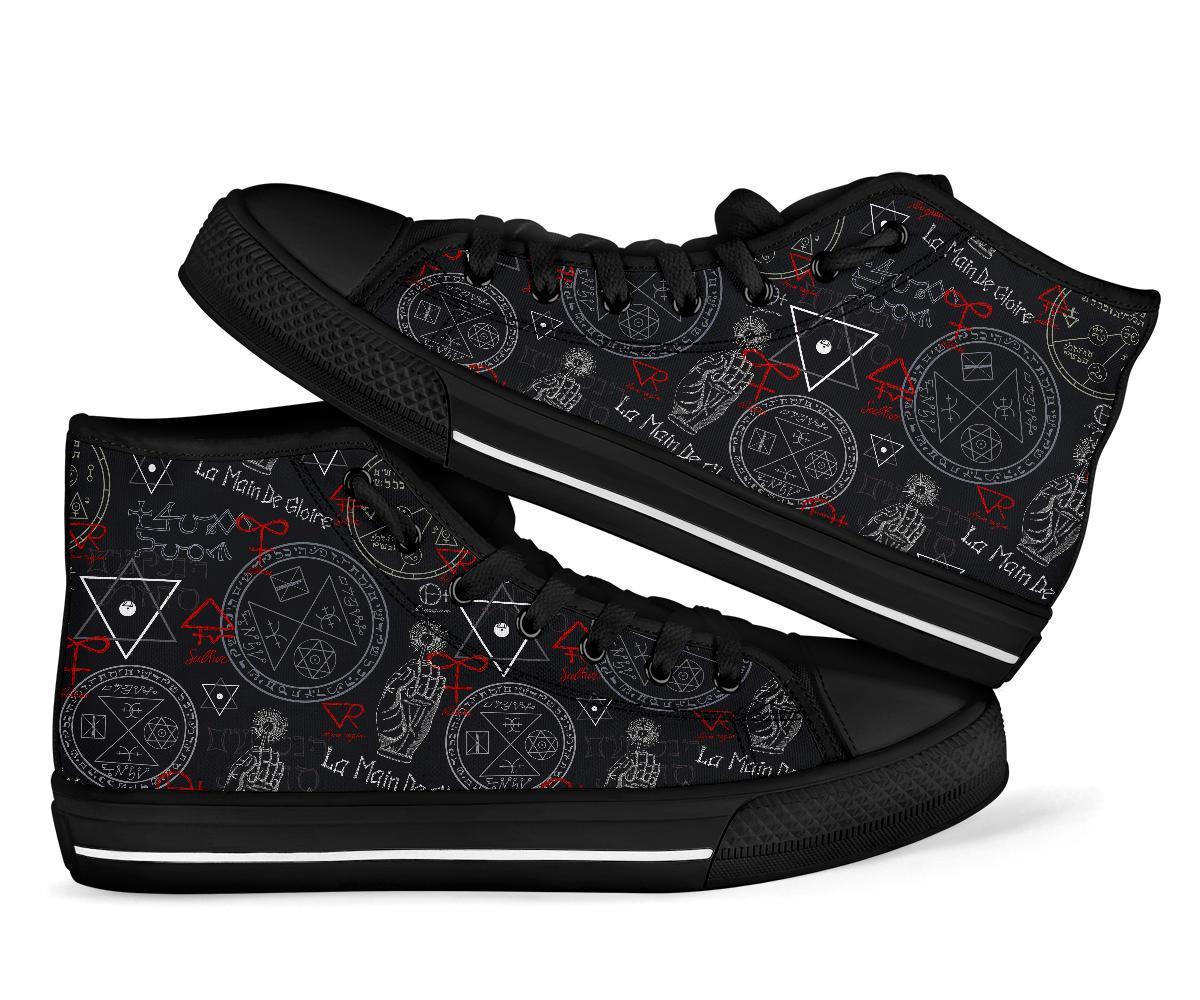 Witch Wiccan Pagan Pattern Print Men Women's High Top Shoes-grizzshop