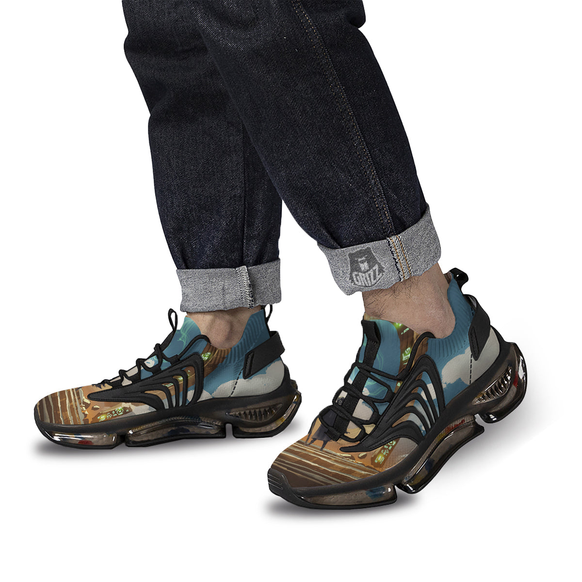 Wizard And Gate Print Black Gym Shoes-grizzshop