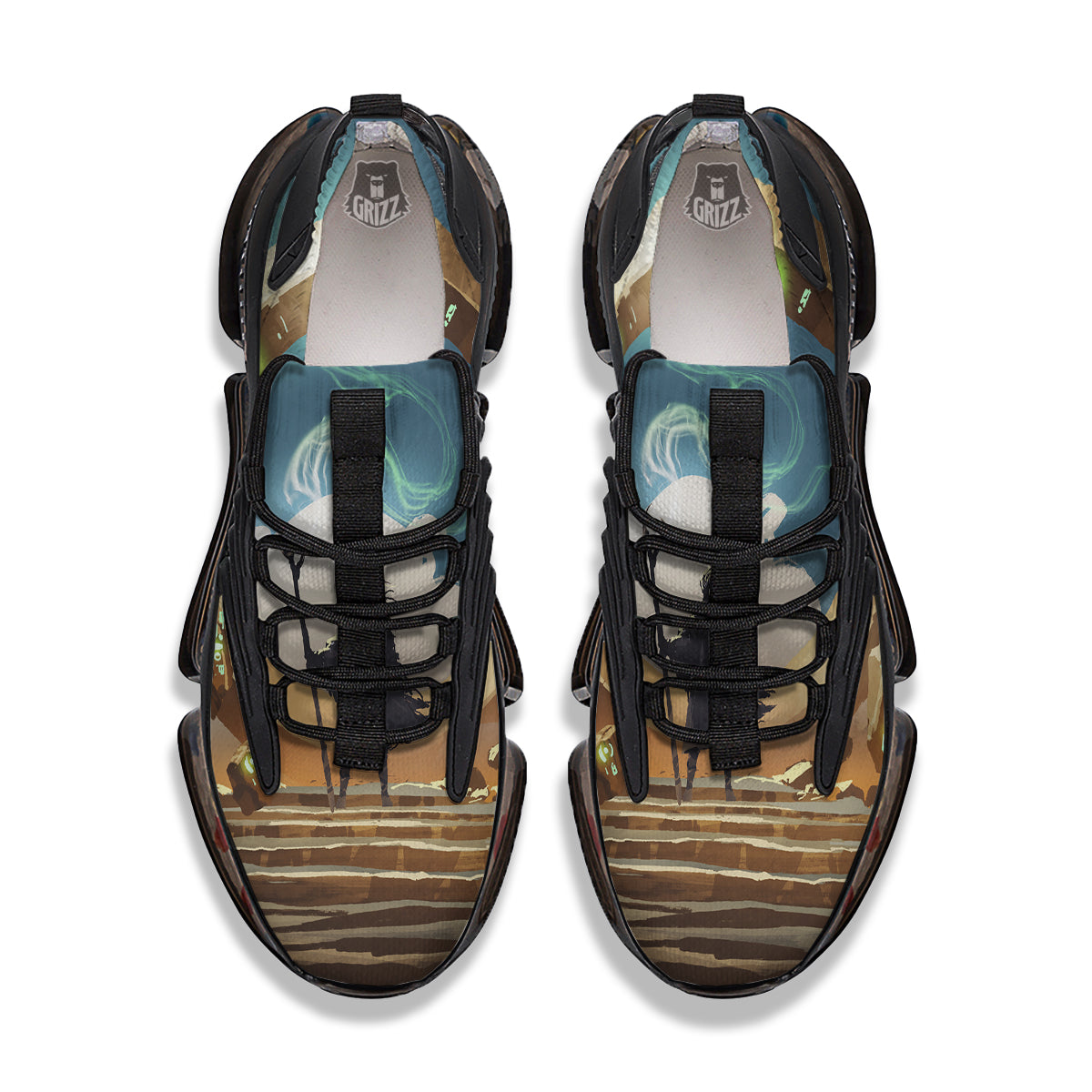 Wizard And Gate Print Black Gym Shoes-grizzshop