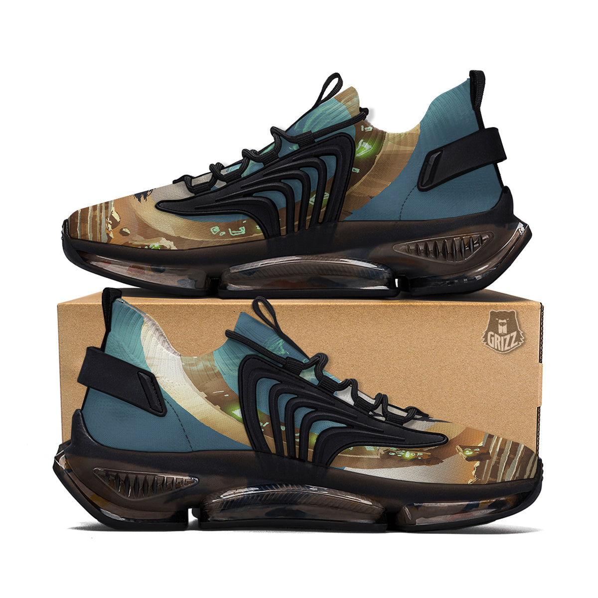 Wizard And Gate Print Black Gym Shoes-grizzshop