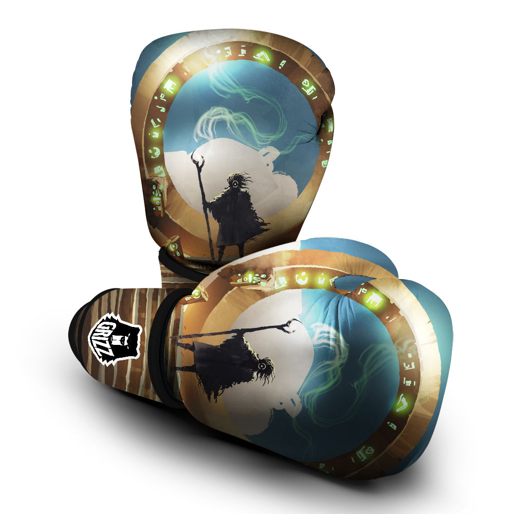 Wizard And Gate Print Boxing Gloves-grizzshop