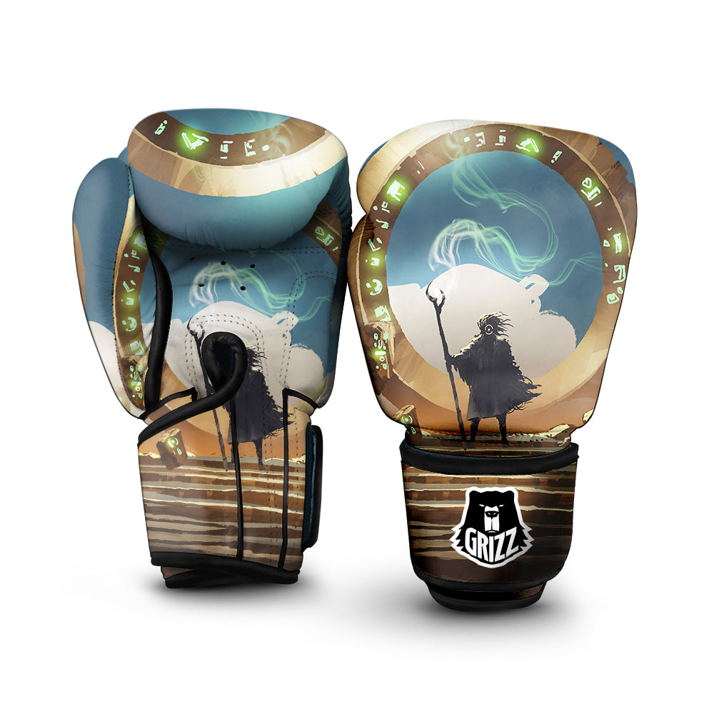 Wizard Halloween Print Pattern Boxing Gloves