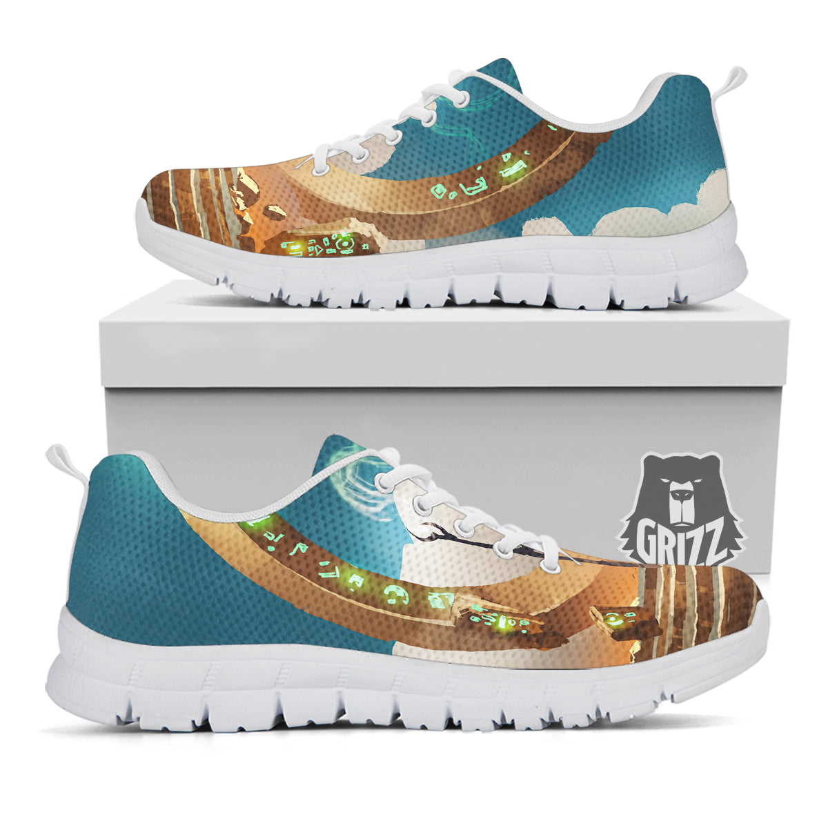 Wizard And Gate Print White Sneaker-grizzshop