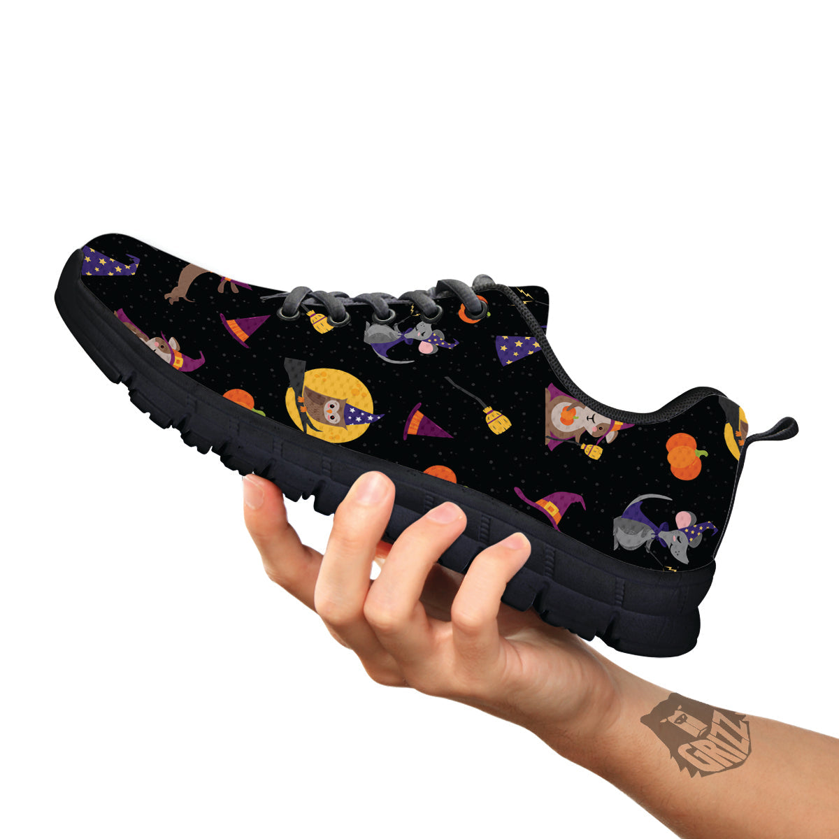 Wizard Animal Print Pattern Black Sneaker-grizzshop