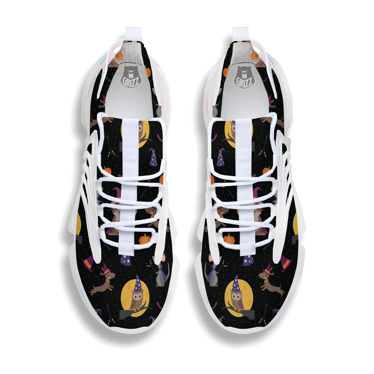 Wizard Animal Print Pattern White Gym Shoes-grizzshop