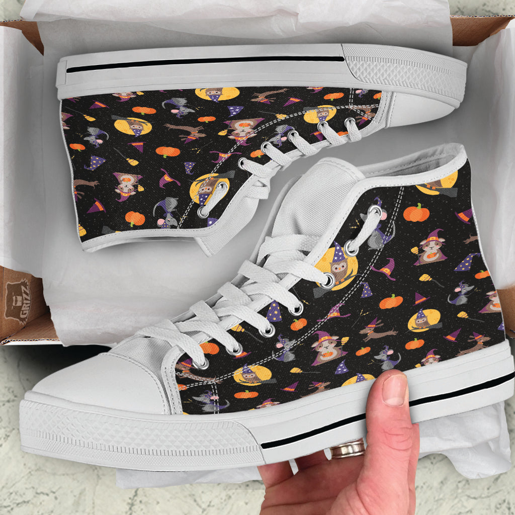Wizard Animal Print Pattern White High Top Shoes-grizzshop