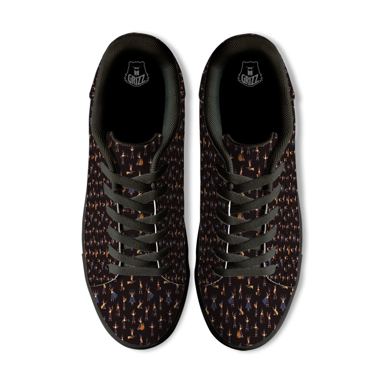 Wizard Cute Print Pattern Black Low Top Sneakers-grizzshop