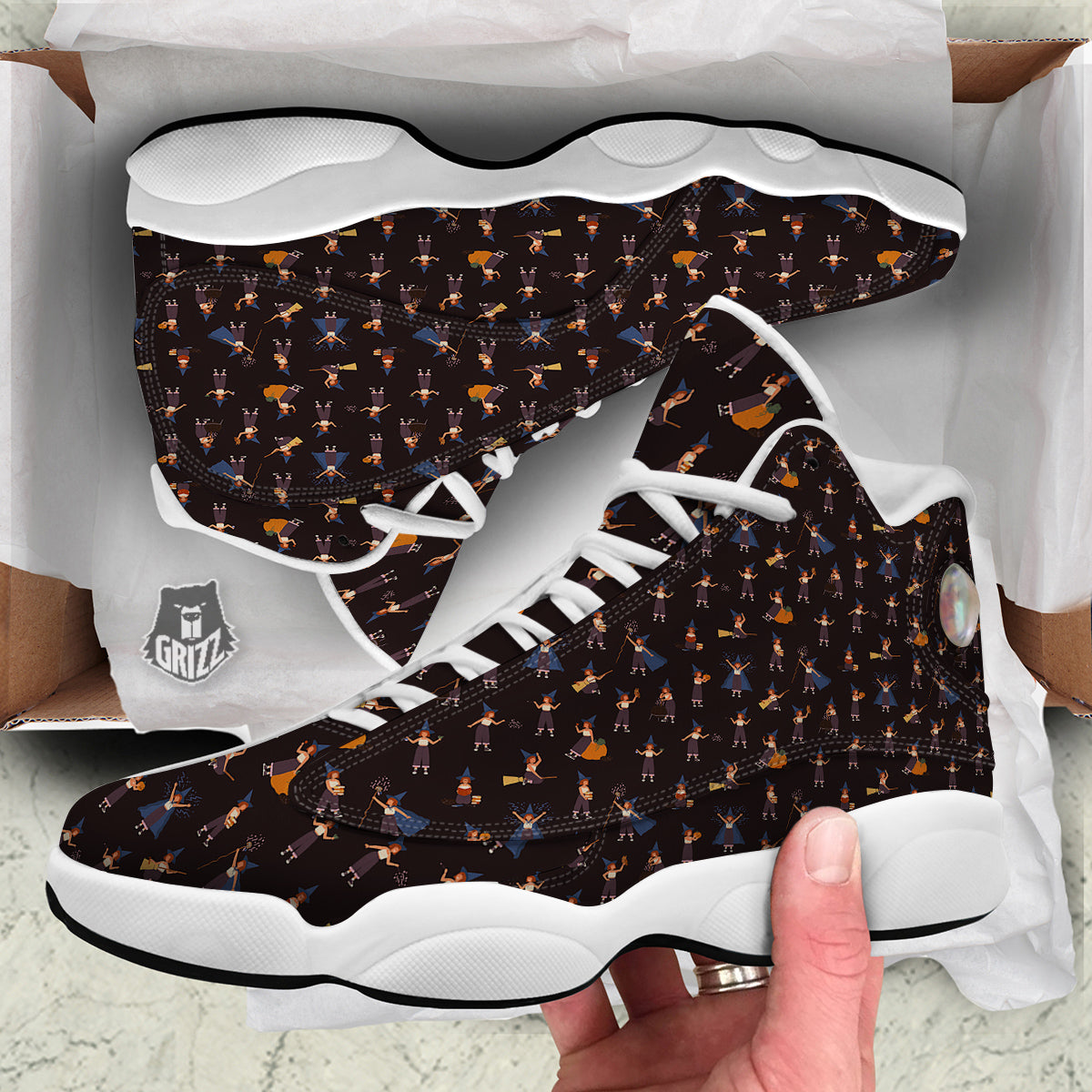 Wizard Cute Print Pattern White Basketball Shoes-grizzshop