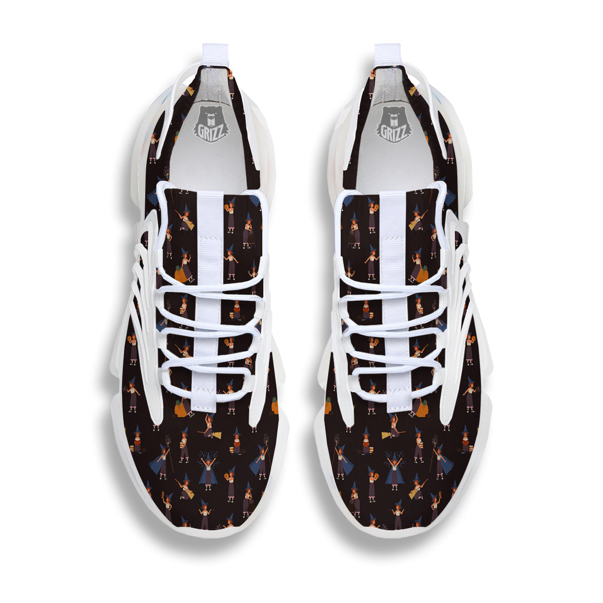 Wizard Cute Print Pattern White Gym Shoes-grizzshop