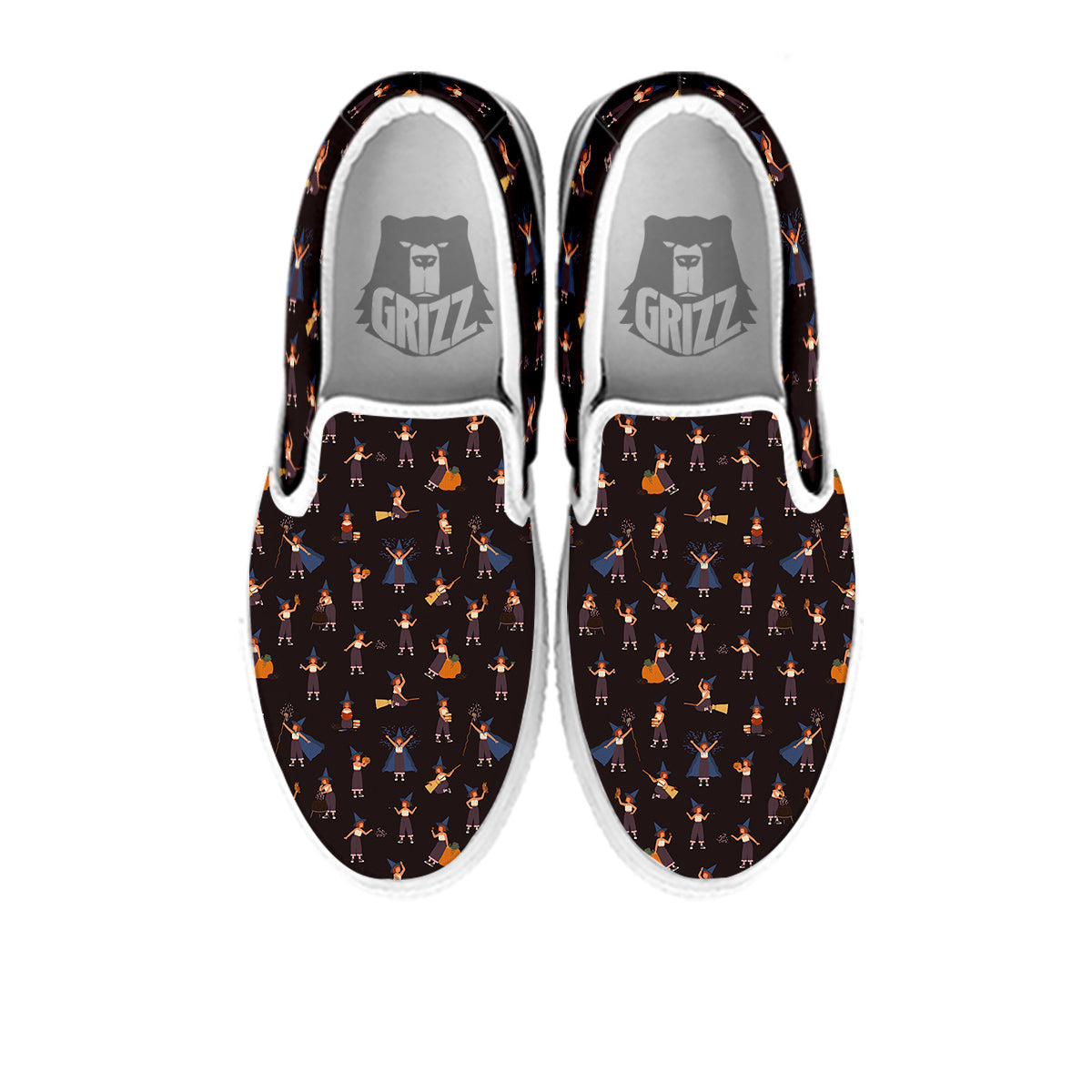Wizard Cute Print Pattern White Slip On Shoes-grizzshop