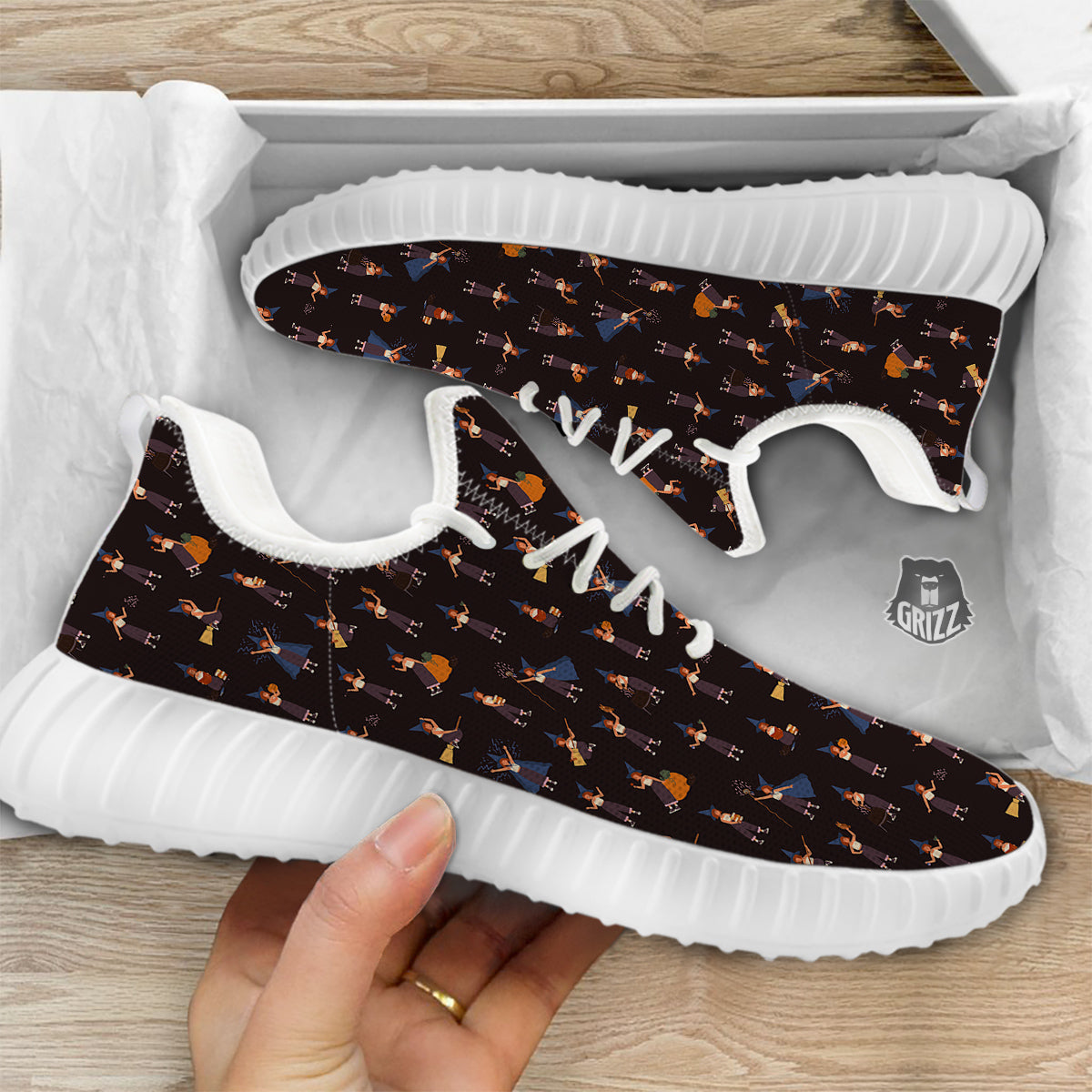 Wizard Cute Print Pattern White Walking Shoes-grizzshop