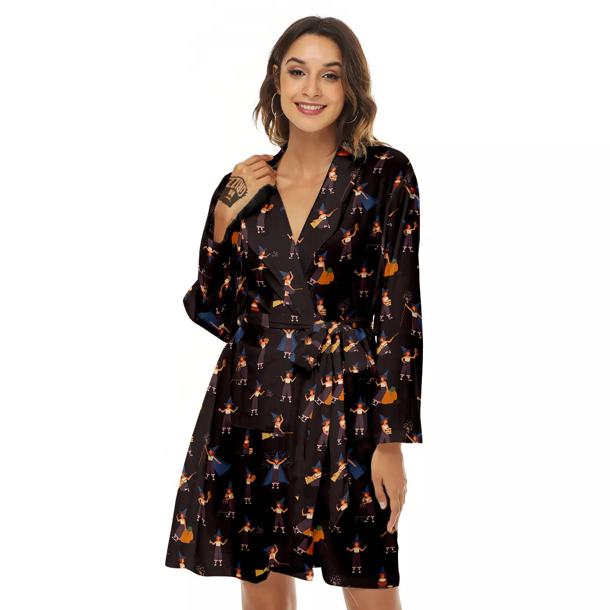 Wizard Cute Print Pattern Women's Robe-grizzshop
