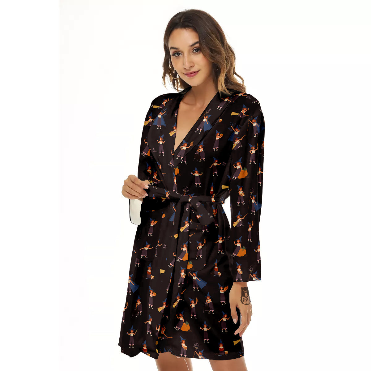 Wizard Cute Print Pattern Women's Robe-grizzshop