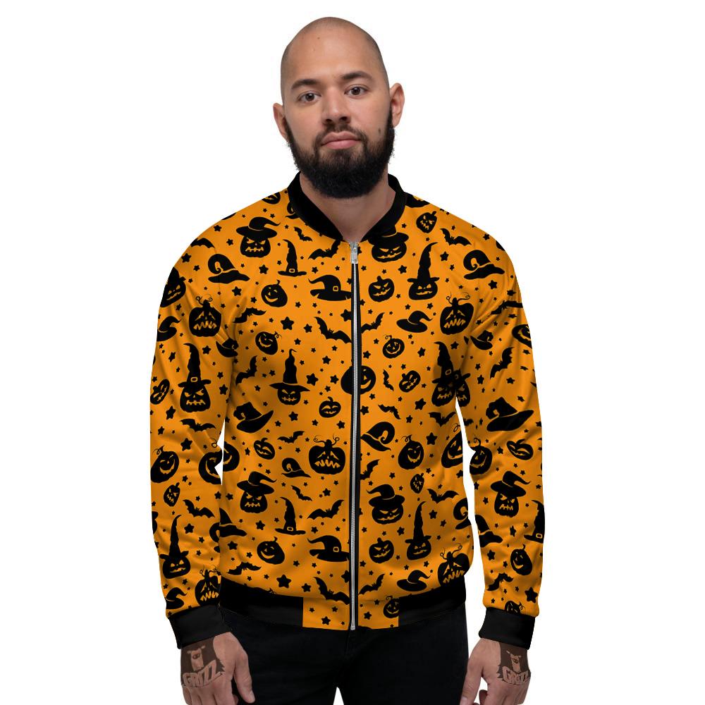 Wizard Halloween Print Pattern Men's Bomber Jacket-grizzshop