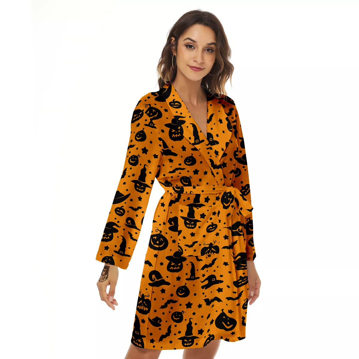 Wizard Halloween Print Pattern Women's Robe-grizzshop
