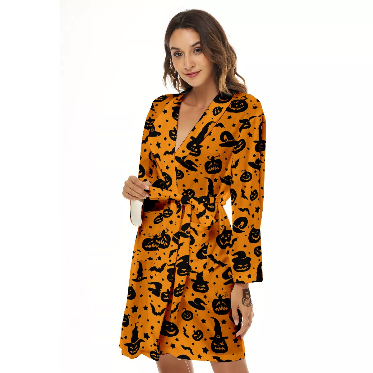 Wizard Halloween Print Pattern Women's Robe-grizzshop