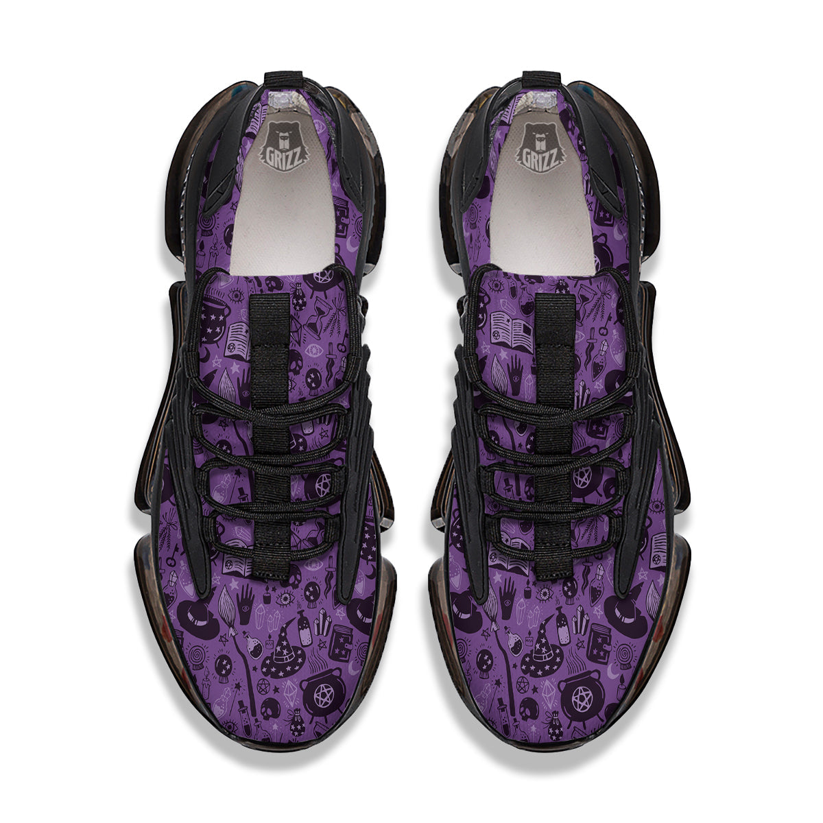 Wizard Magic Print Pattern Black Gym Shoes-grizzshop
