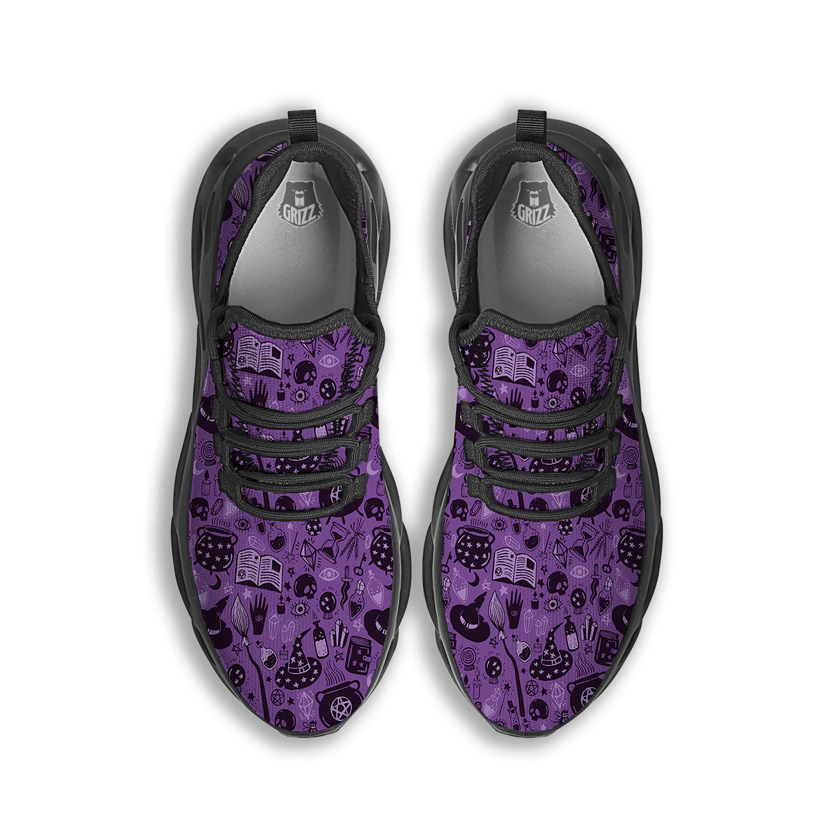 Wizard Magic Print Pattern Black Running Shoes-grizzshop