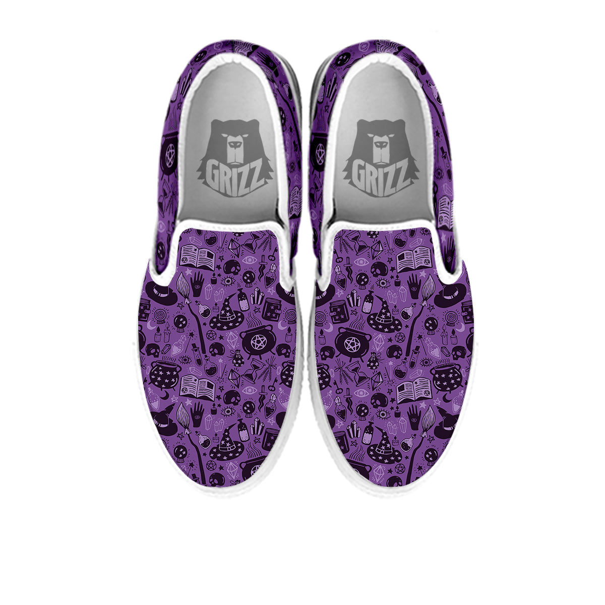 Wizard Magic Print Pattern White Slip On Shoes-grizzshop