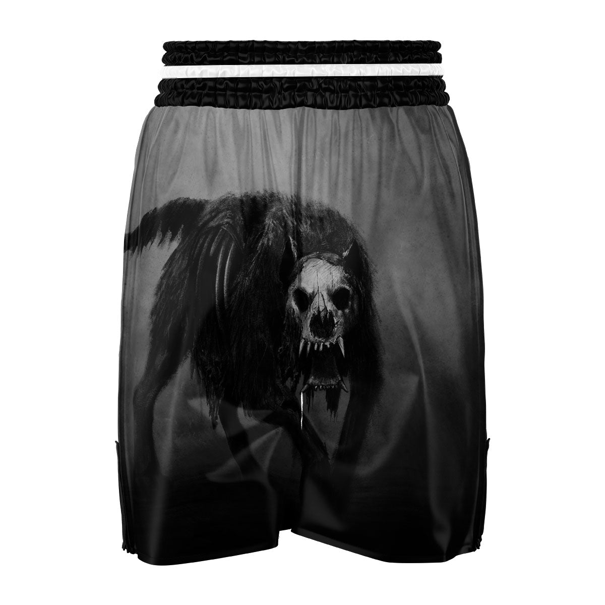 Wolf Black Demon Print Boxing Shorts-grizzshop