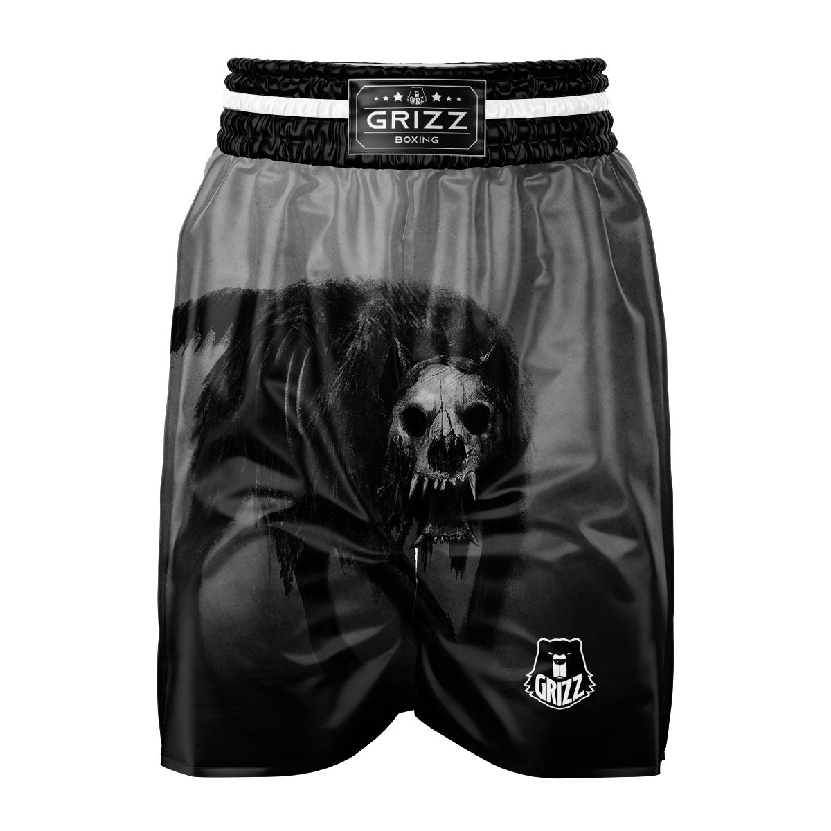 Wolf Black Demon Print Boxing Shorts-grizzshop