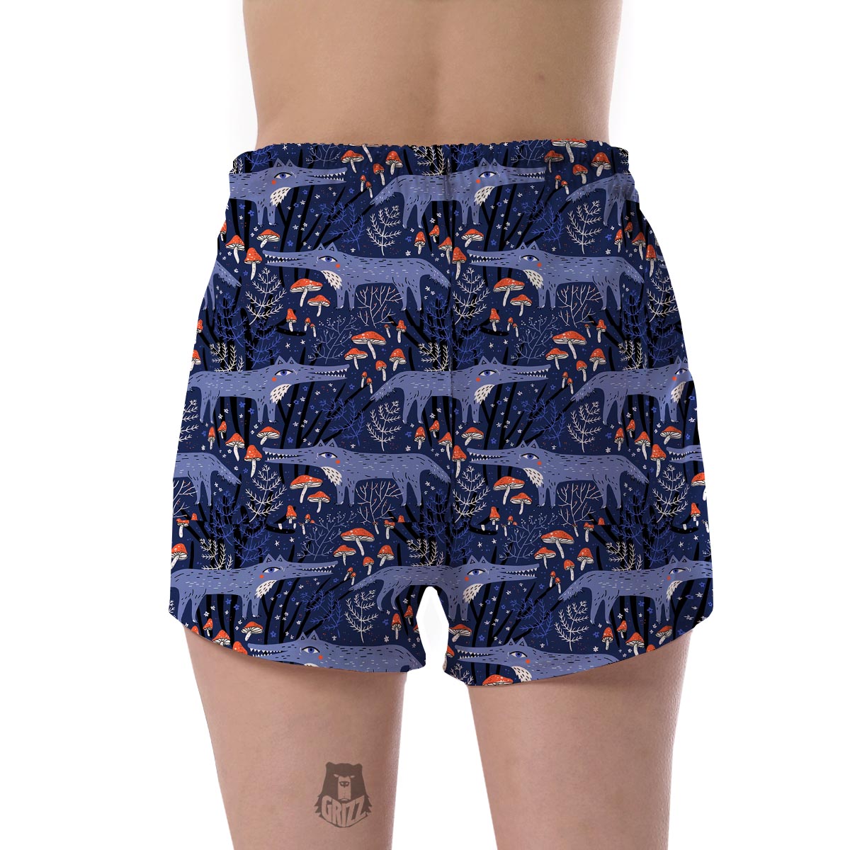 Wolf Cartoon Pattern Print Women's Shorts-grizzshop