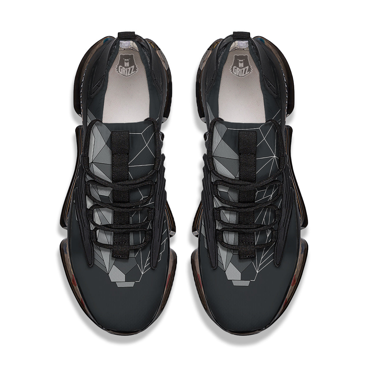 Wolf Geometric Dark Print Black Gym Shoes-grizzshop