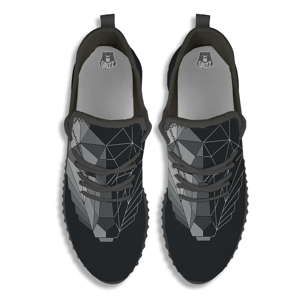 Wolf Geometric Dark Print Black Walking Shoes-grizzshop
