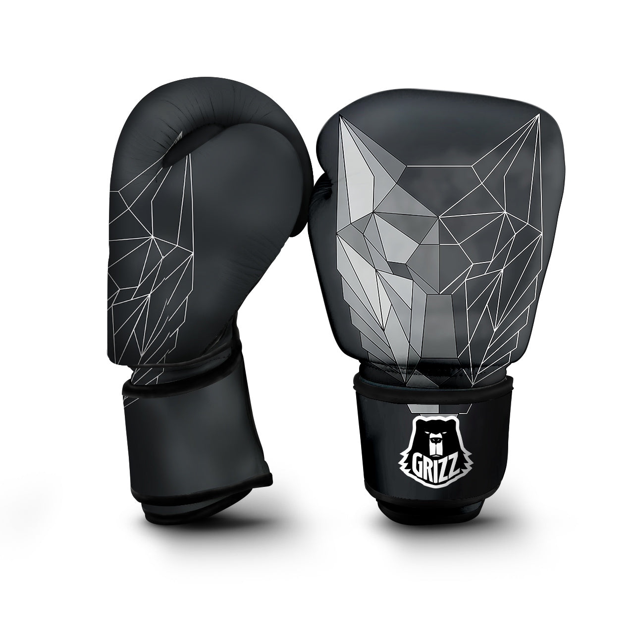 Wolf Geometric Dark Print Boxing Gloves-grizzshop