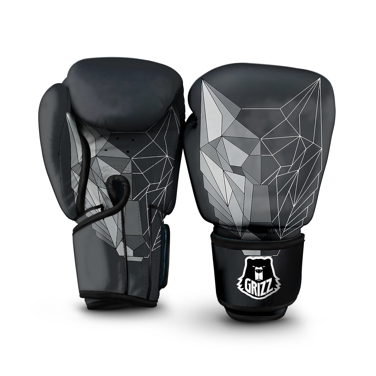 Wolf Geometric Dark Print Boxing Gloves-grizzshop