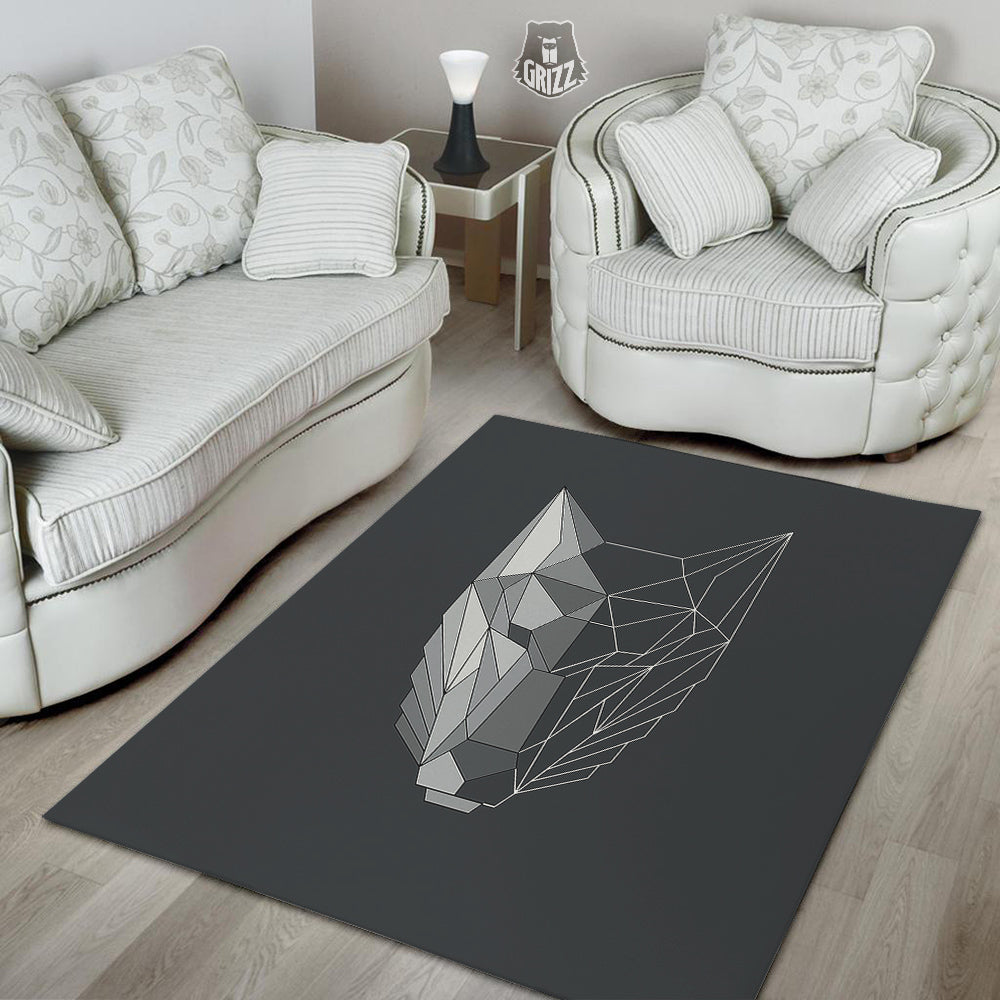 Wolf Geometric Dark Print Floor Mat-grizzshop
