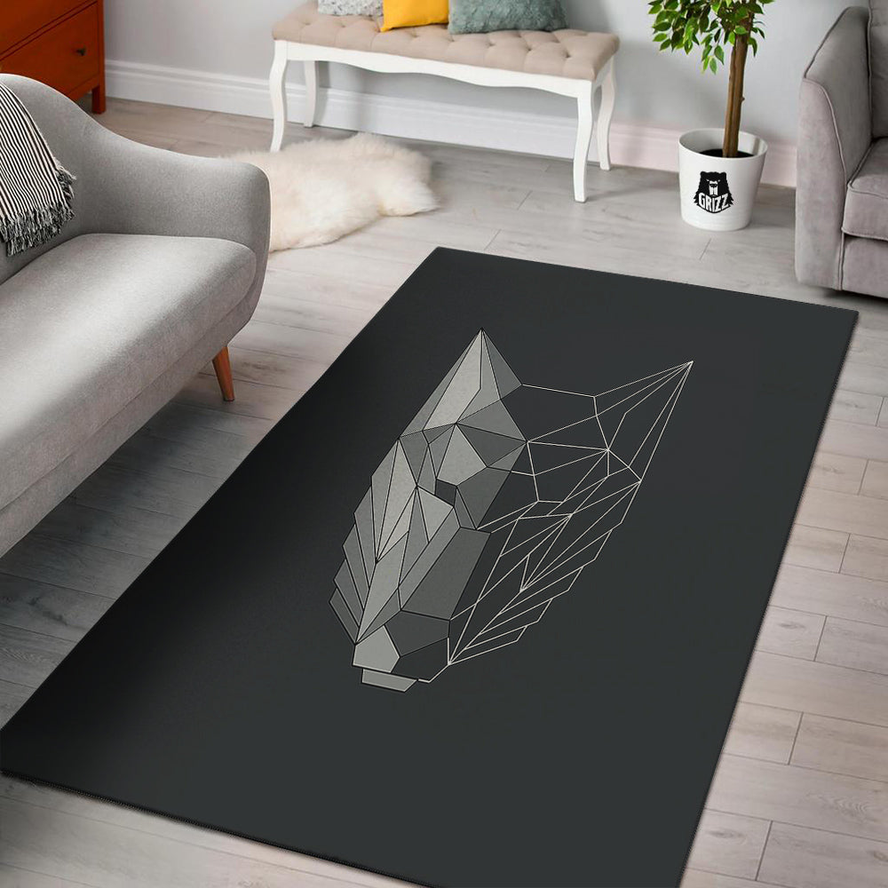 Wolf Geometric Dark Print Floor Mat-grizzshop