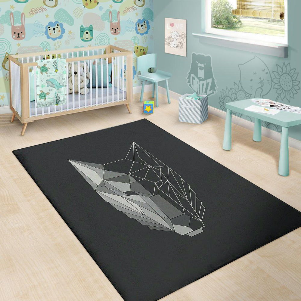 Wolf Geometric Dark Print Floor Mat-grizzshop