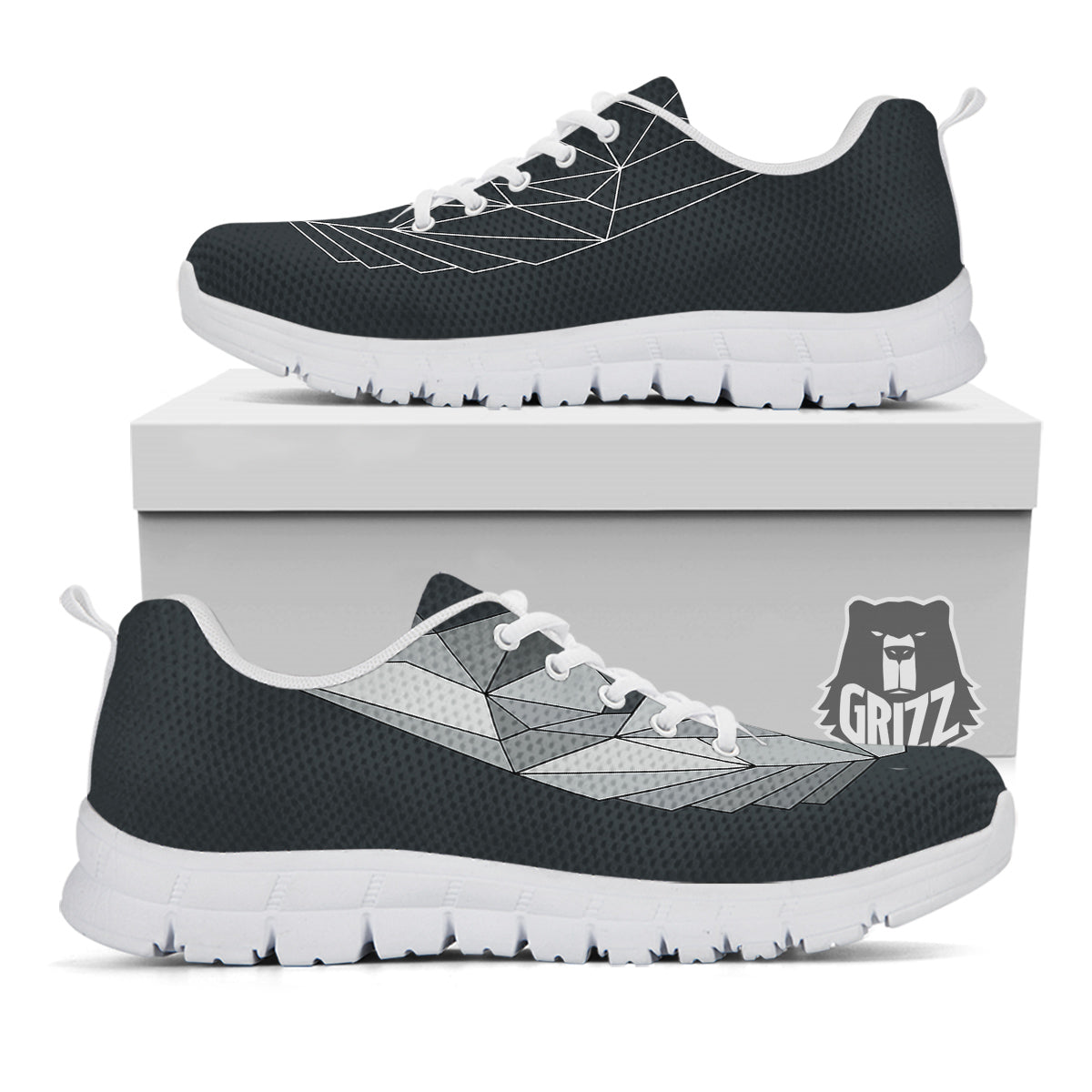 Wolf Geometric Dark Print White Sneaker-grizzshop