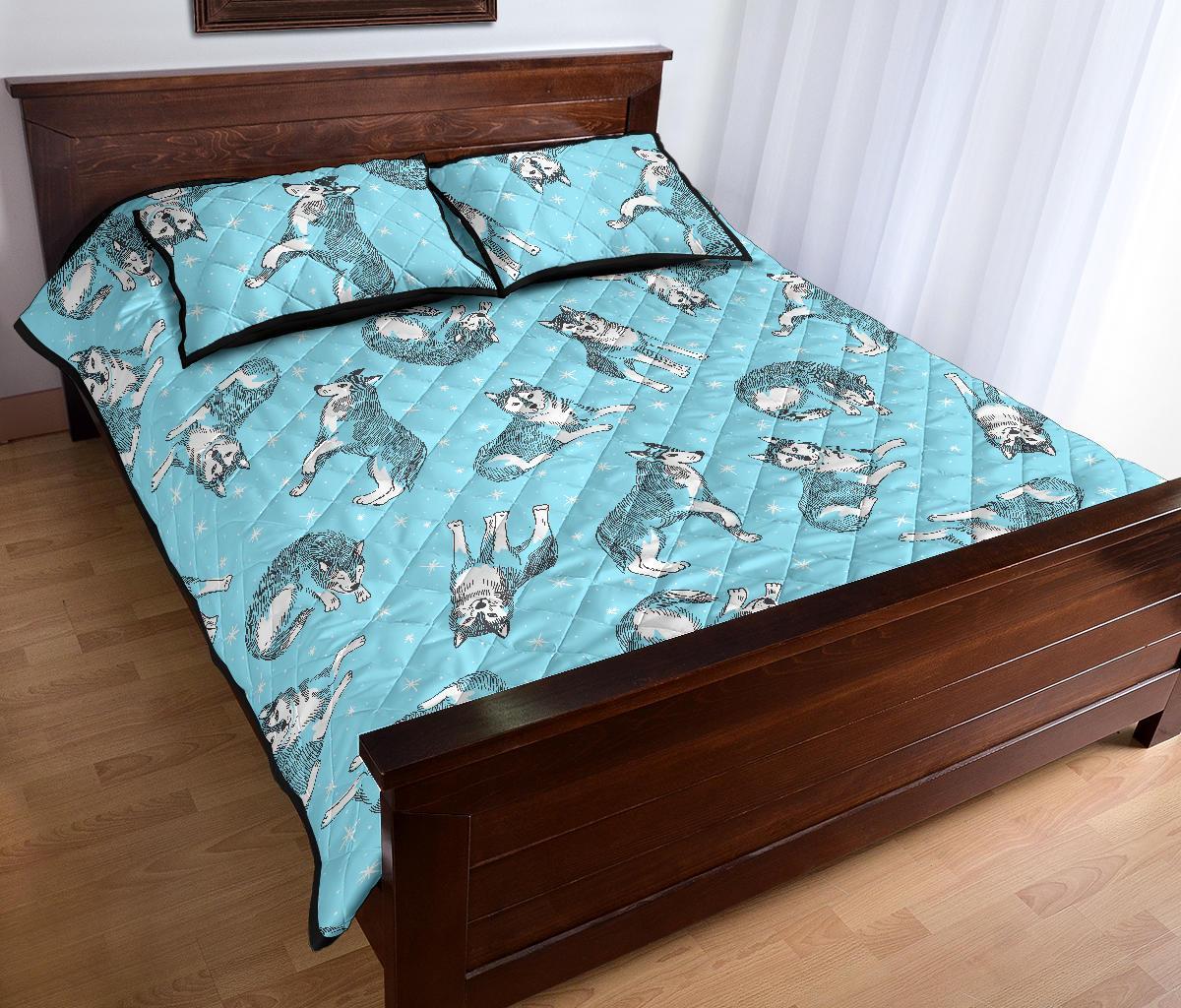Wolf Hand Drawn Pattern Print Bed Set Quilt-grizzshop