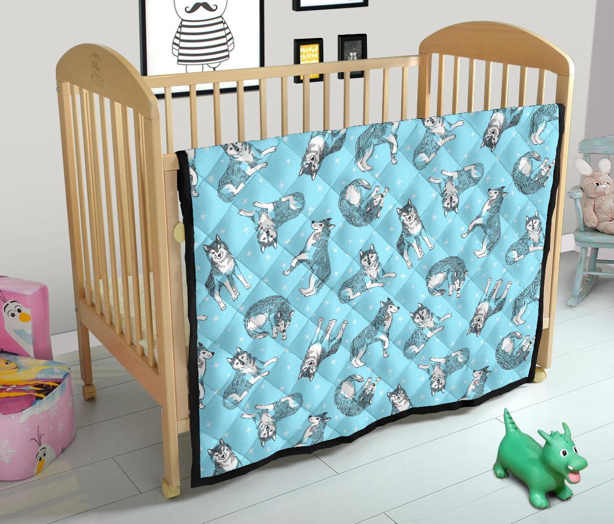 Wolf Hand Drawn Pattern Print Quilt-grizzshop