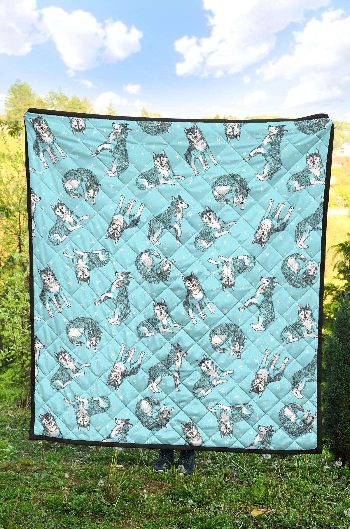 Wolf Hand Drawn Pattern Print Quilt-grizzshop
